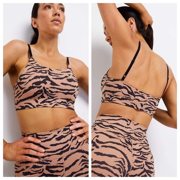 All Fenix Tiger Stripe Sports Bra in Tan Size Small, Medium, Large - Picture 1 of 9